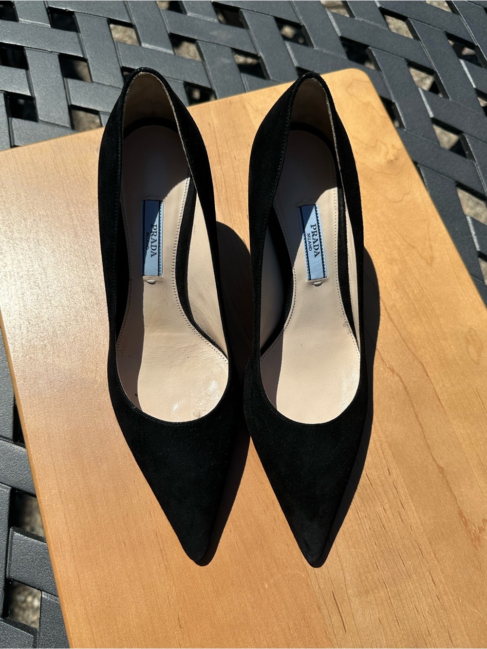 Prada Black Suede Mid-Kitten Heel Pumps - Picture 2 of 8